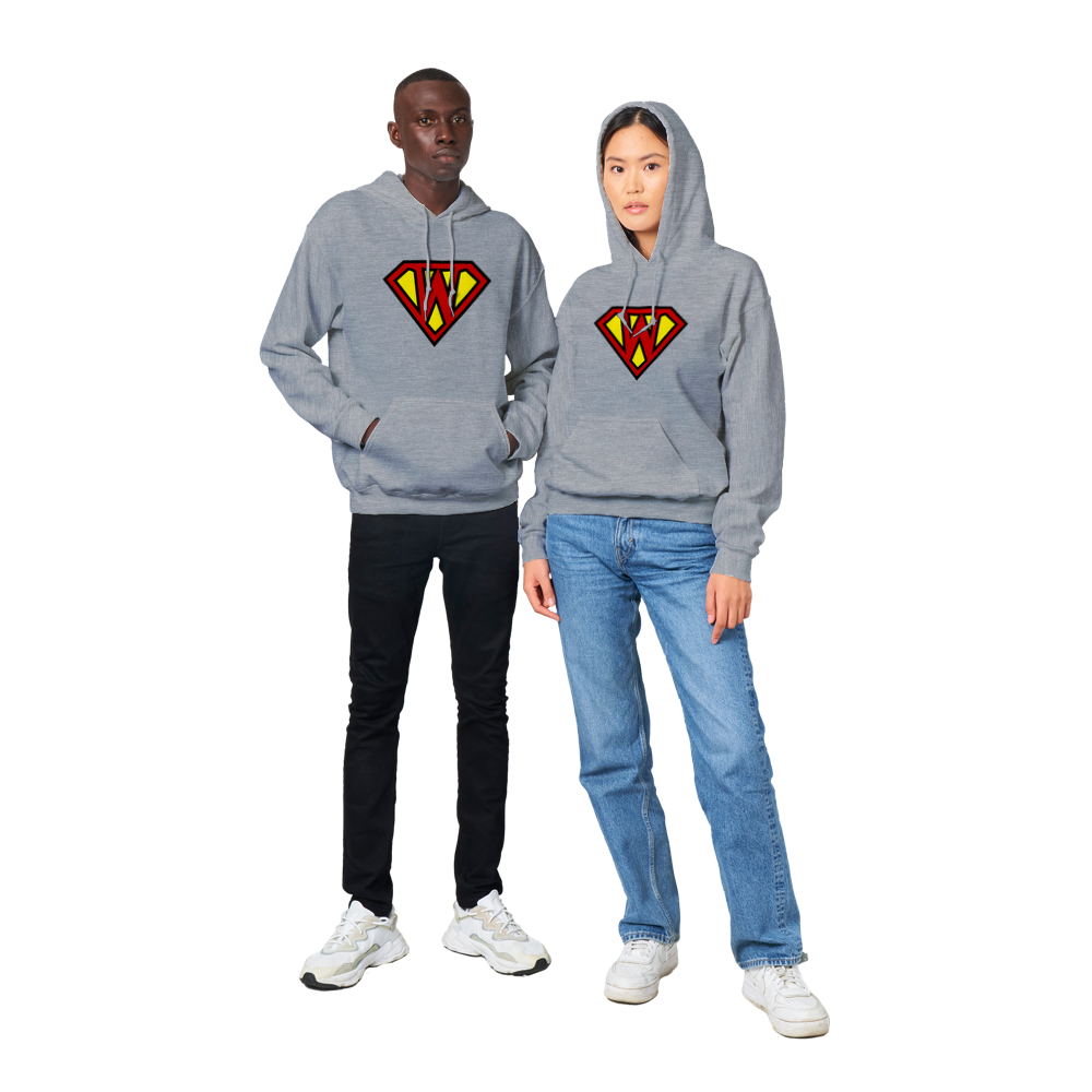 Super Style Font in Letter 'W' - Adults Unisex Pullover Hoodie