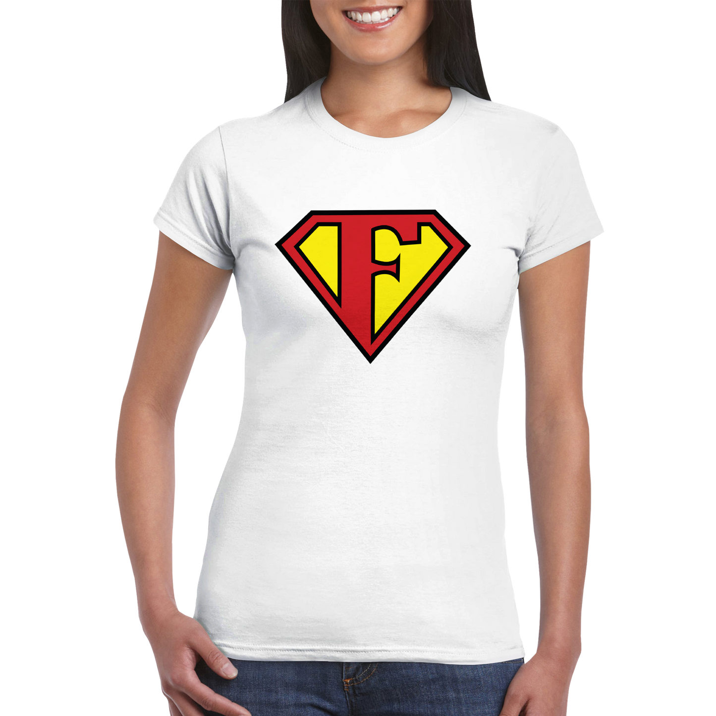 Super Style Font in Letter 'F' - Womens Crewneck T-shirt