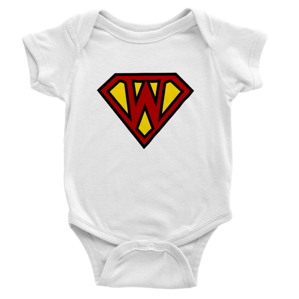 Super Style Font in Letter 'W' - Baby Short Sleeve Onesie