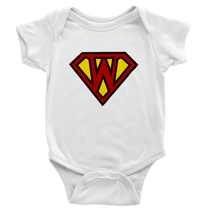 Super Style Font in Letter 'W' - Baby Short Sleeve Onesie