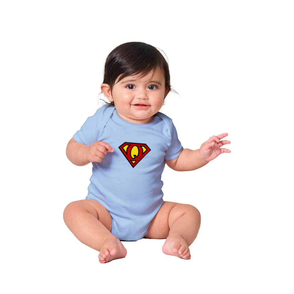 Super Style Font in Letter 'Q' - Baby Short Sleeve Onesie