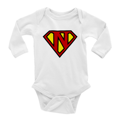 Super Style Font in Letter 'N' - Baby Long Sleeve Onesie