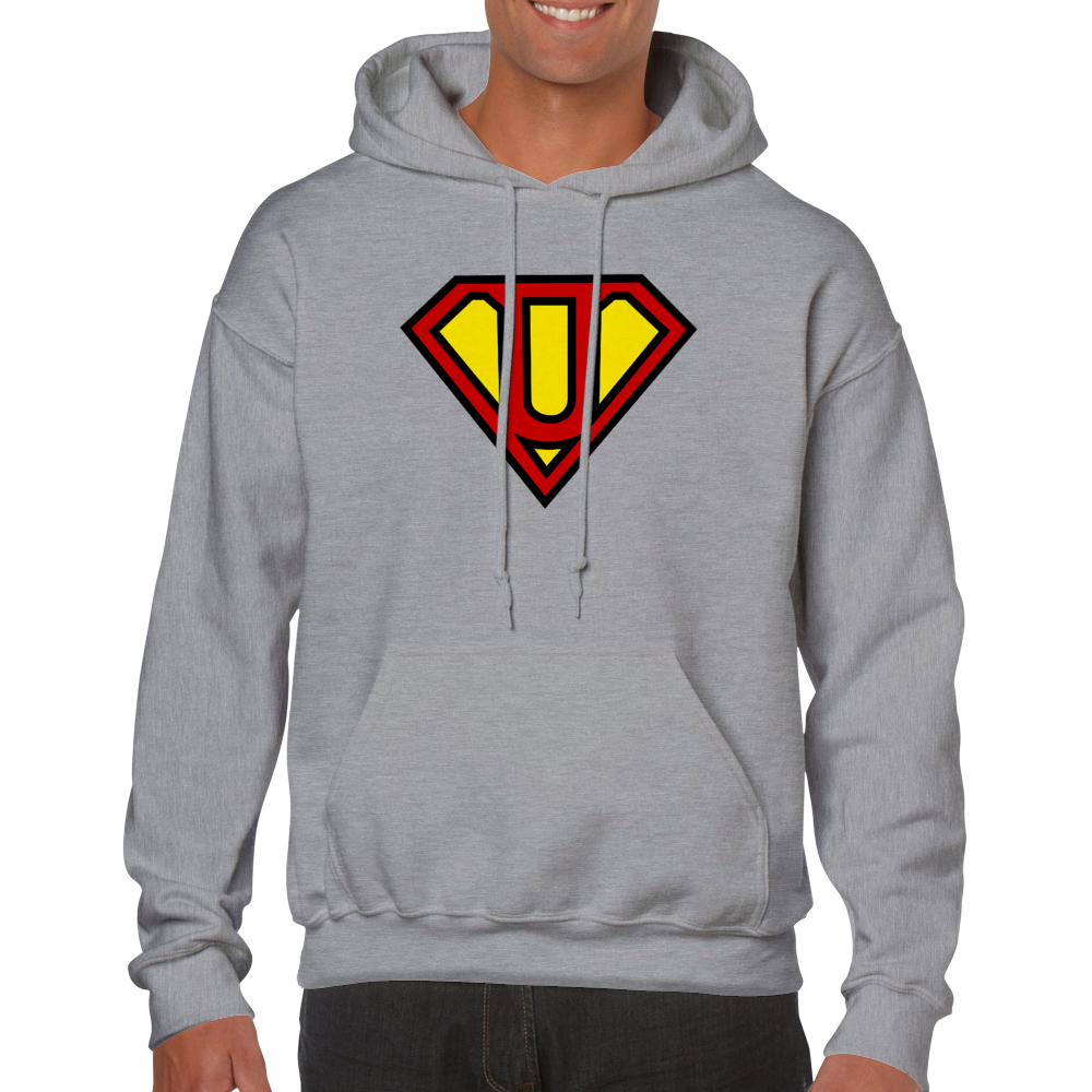 Super Style Font in Letter 'U' - Adults Unisex Pullover Hoodie