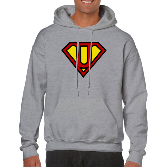 Super Style Font in Letter 'U' - Adults Unisex Pullover Hoodie