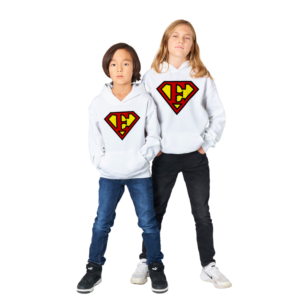 Super Style Font in Letter 'E' - Kids Unisex Pullover Hoodie