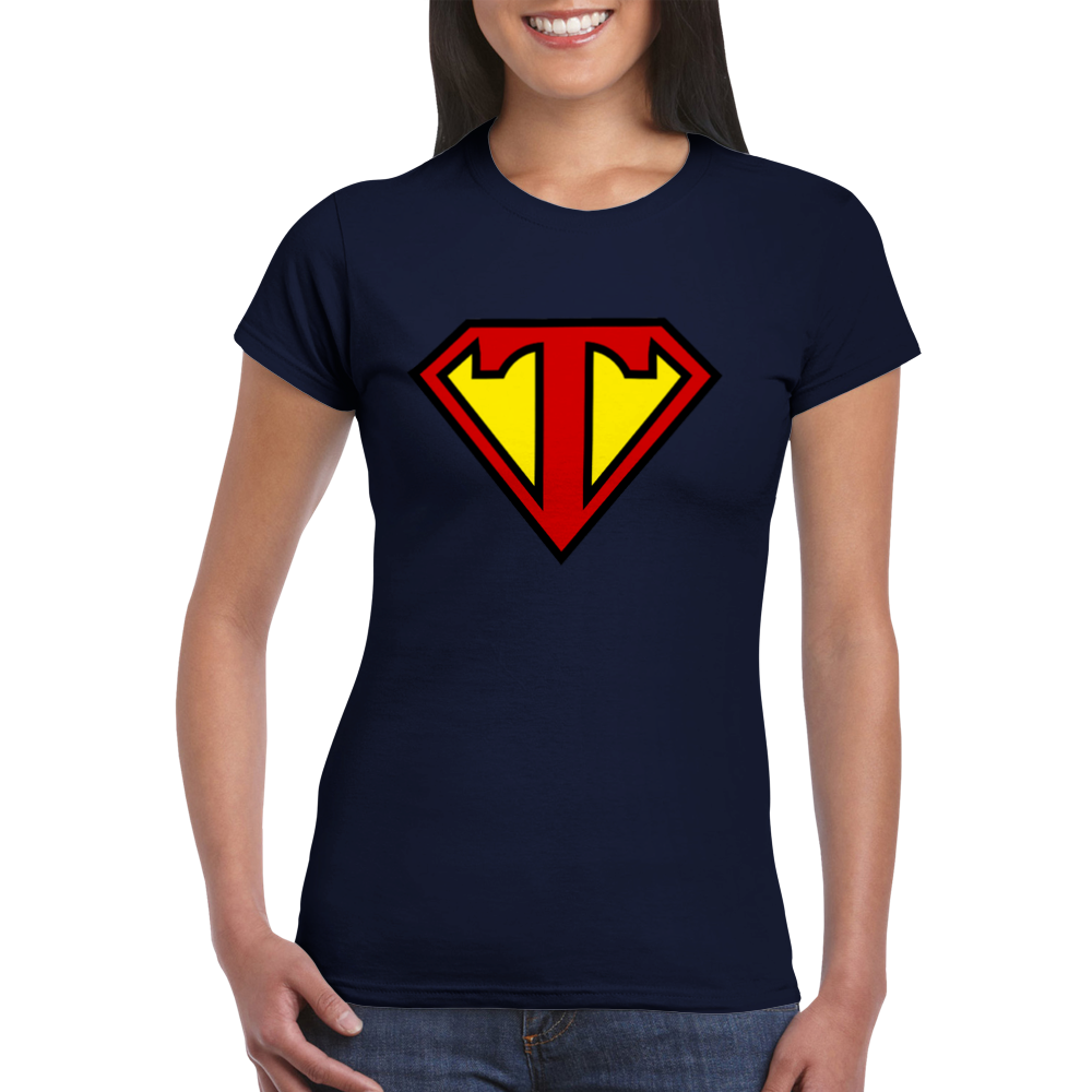 Super Style Font in Letter 'T' - Womens Crewneck T-shirt