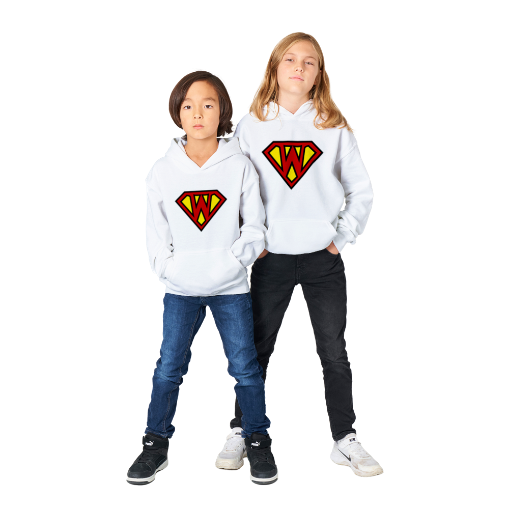 Super Style Font in Letter 'W' - Kids Unisex Pullover Hoodie