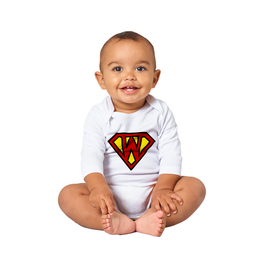 Super Style Font in Letter 'W' - Baby Long Sleeve Onesie