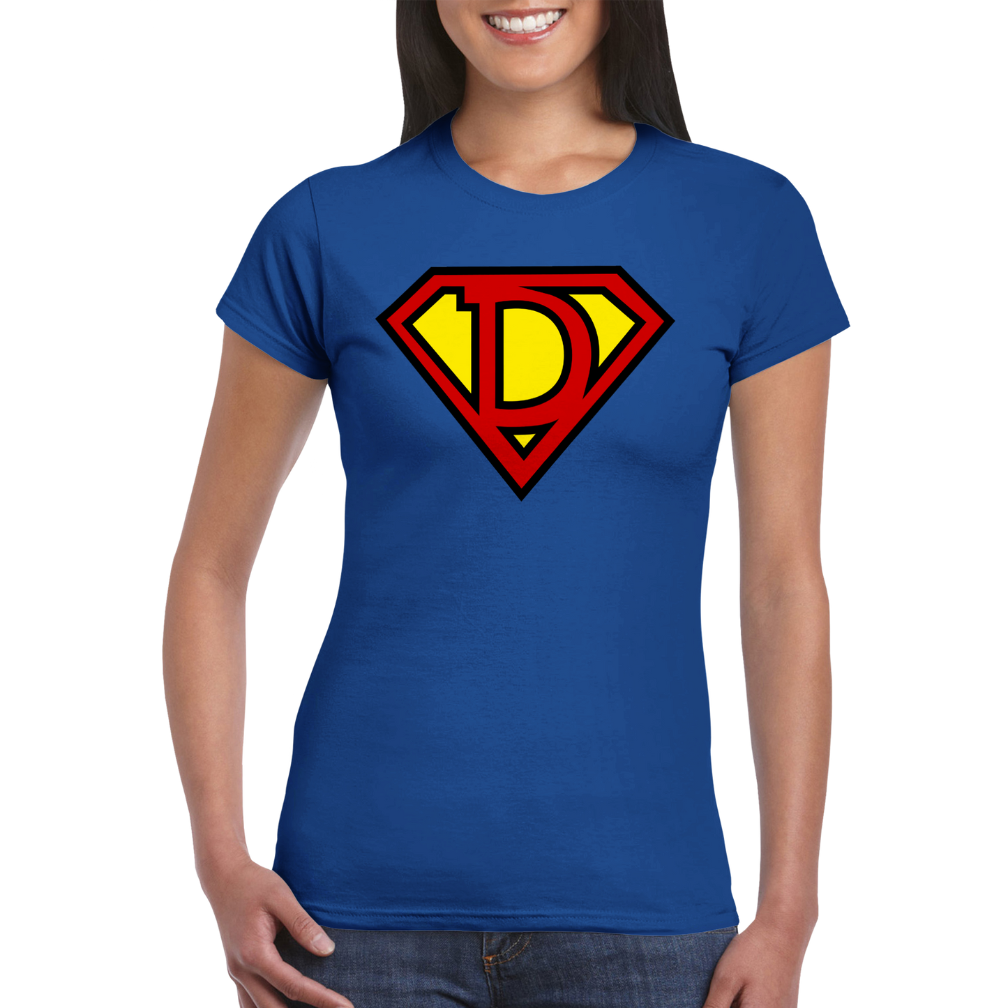 Super Style Font in Letter 'D' - Womens Crewneck T-shirt