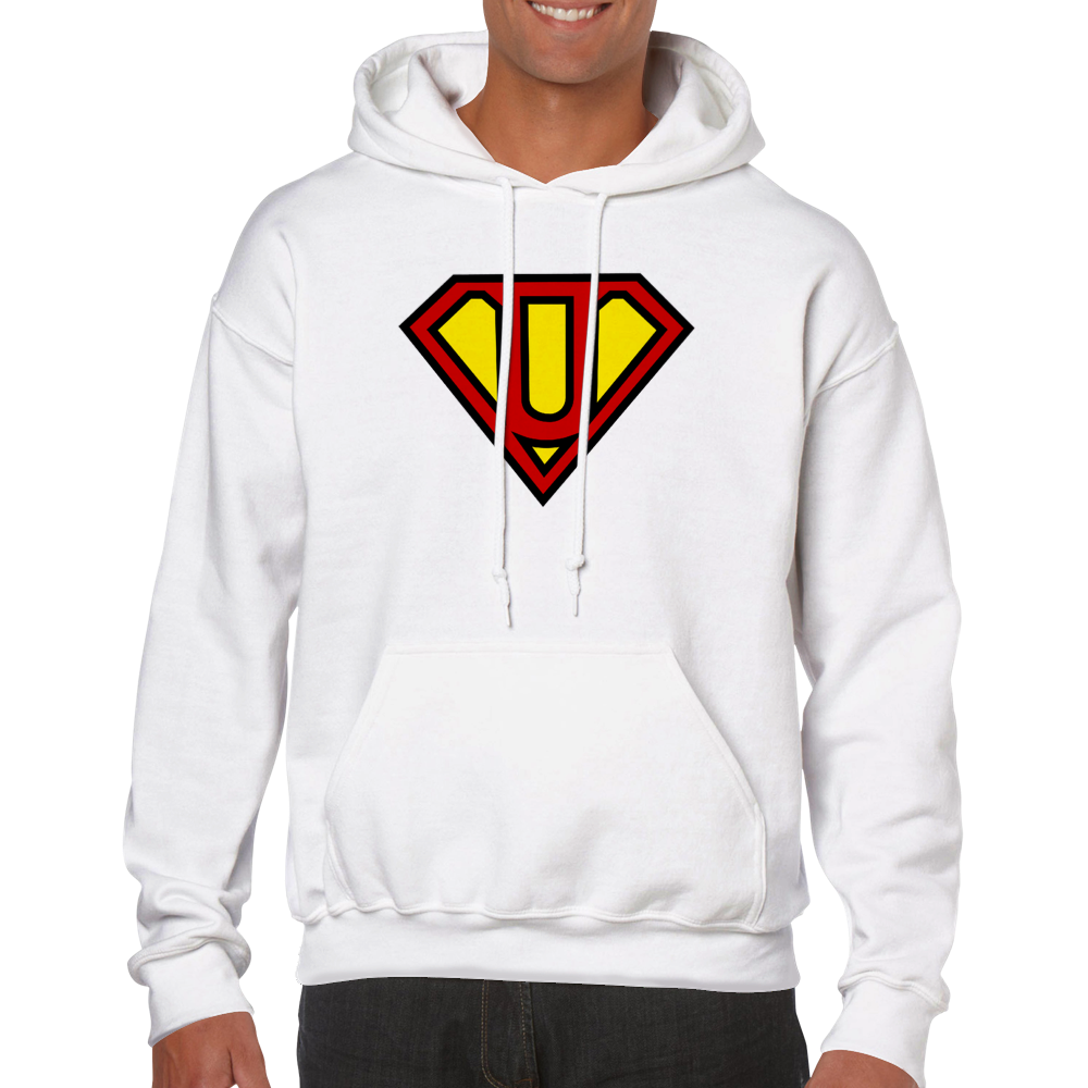 Super Style Font in Letter 'U' - Adults Unisex Pullover Hoodie