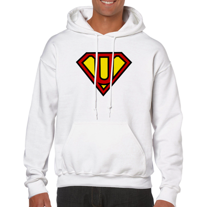 Super Style Font in Letter 'U' - Adults Unisex Pullover Hoodie