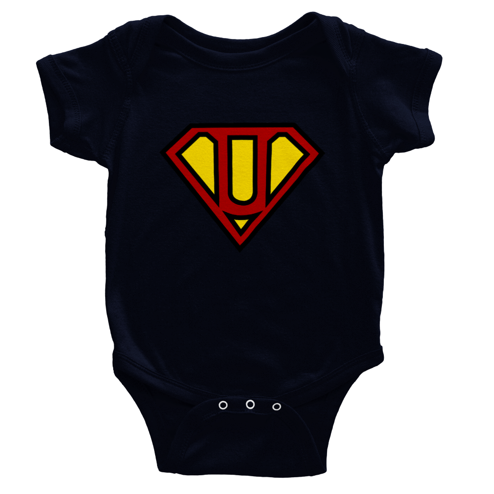 Super Style Font in Letter 'U' - Baby Short Sleeve Onesie