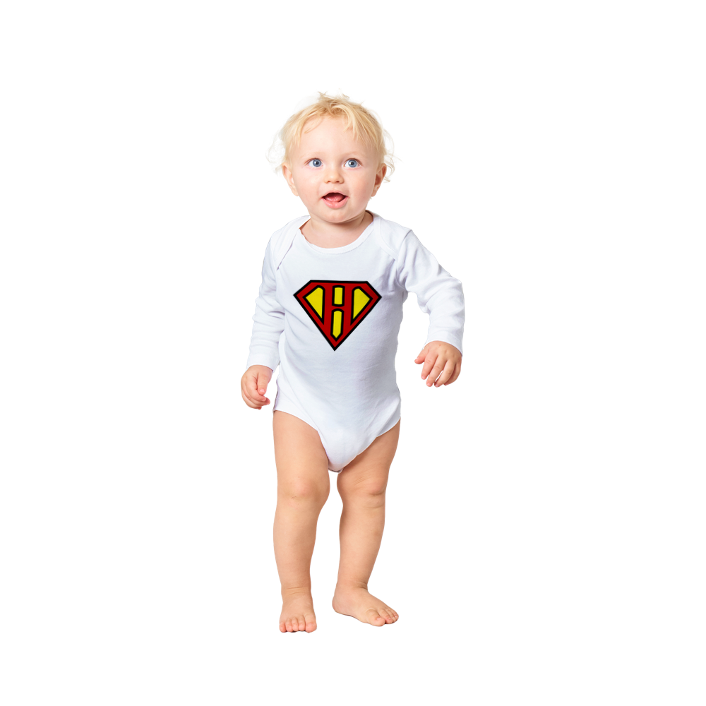 Super Style Font in Letter 'H' - Baby Long Sleeve Onesie