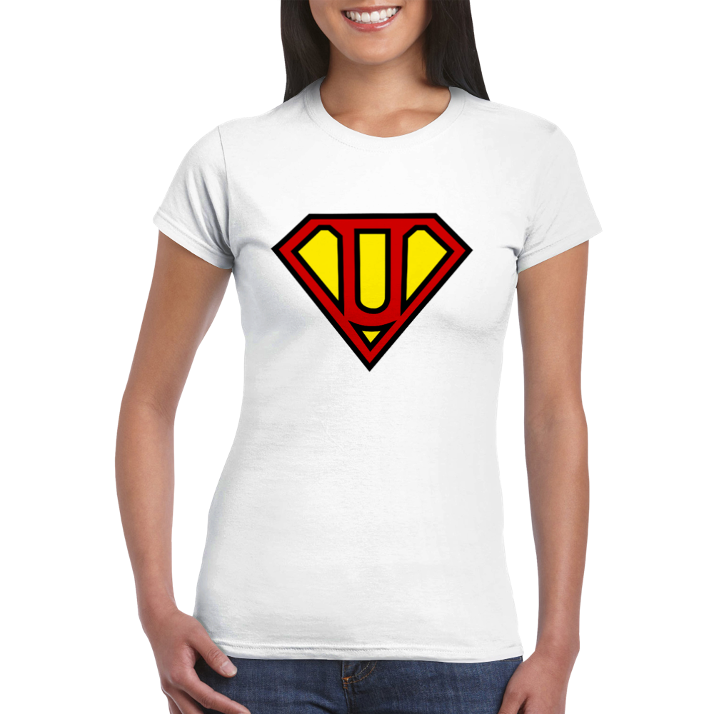 Super Style Font in Letter 'U' - Womens Crewneck T-shirt