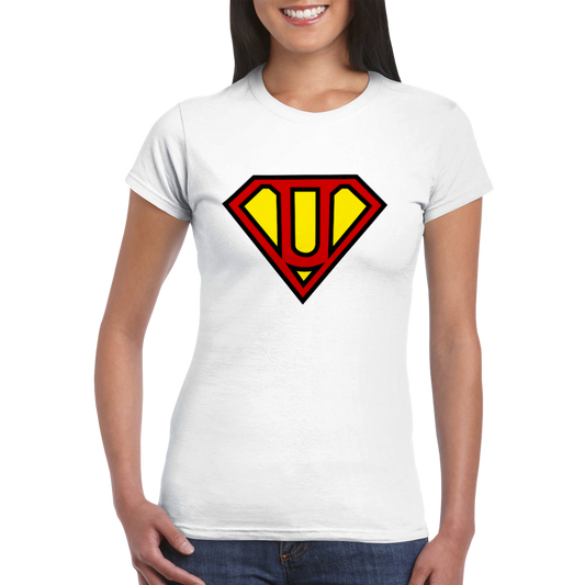 Super Style Font in Letter 'U' - Womens Crewneck T-shirt