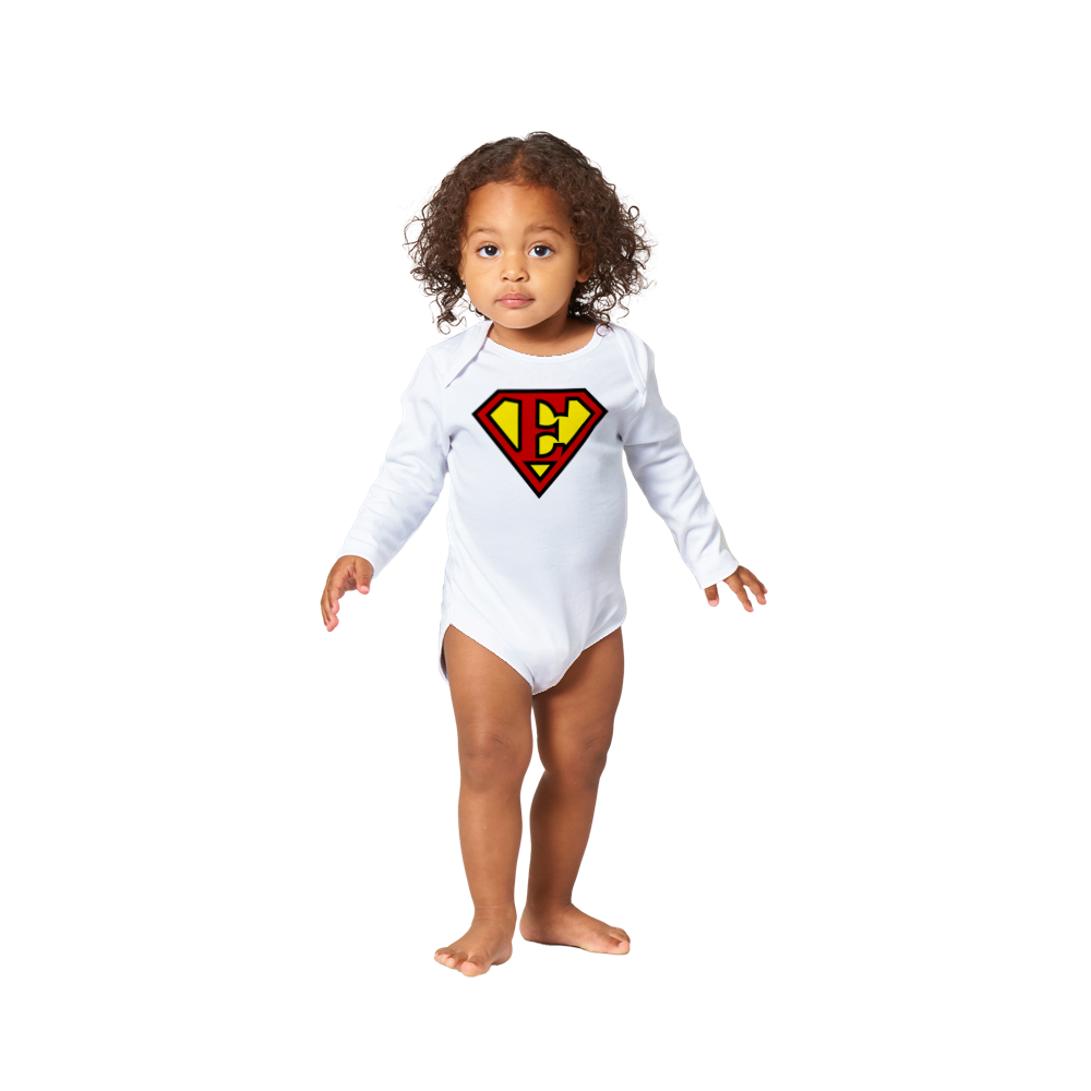 Super Style Font in Letter 'E' - Baby Long Sleeve Onesie