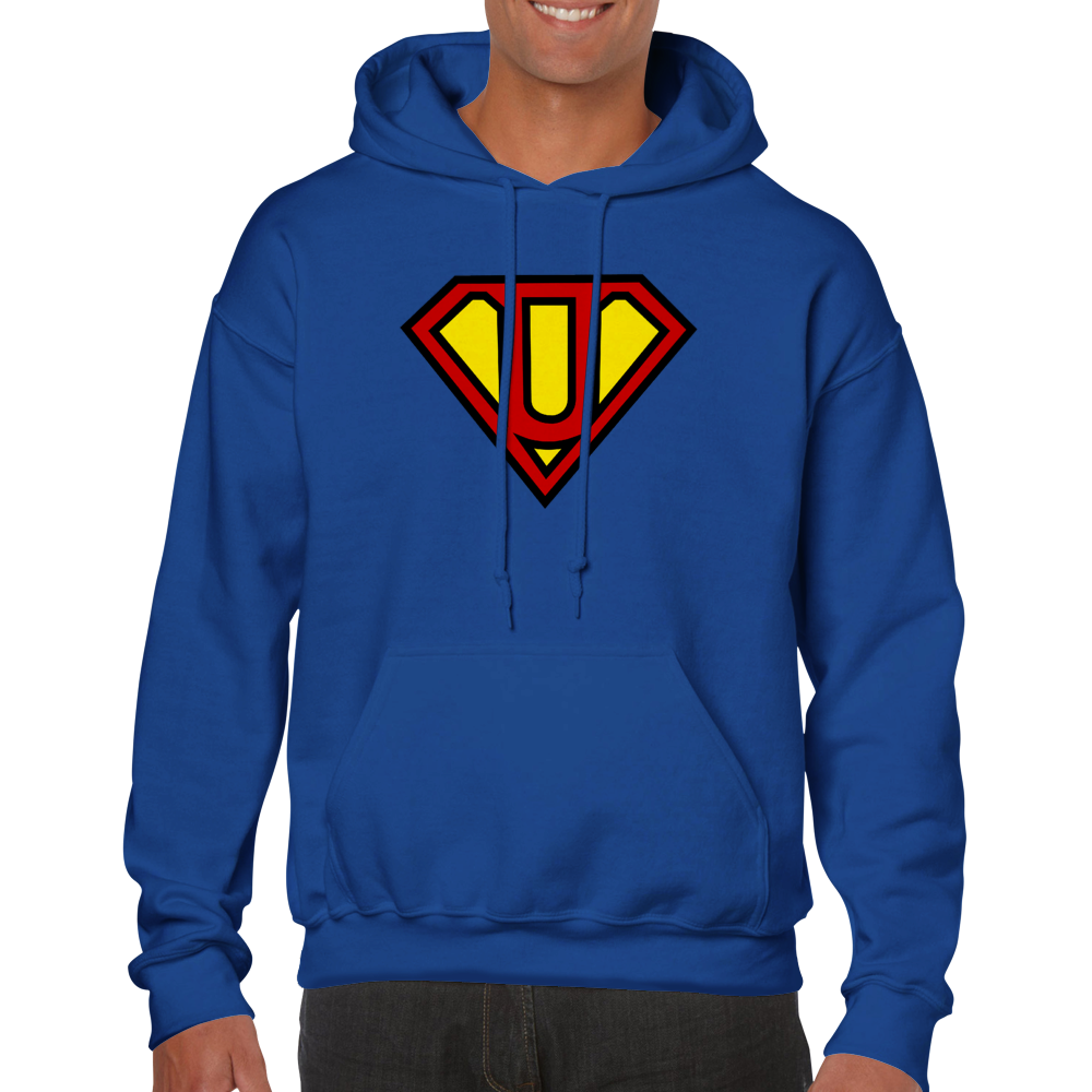 Super Style Font in Letter 'U' - Adults Unisex Pullover Hoodie