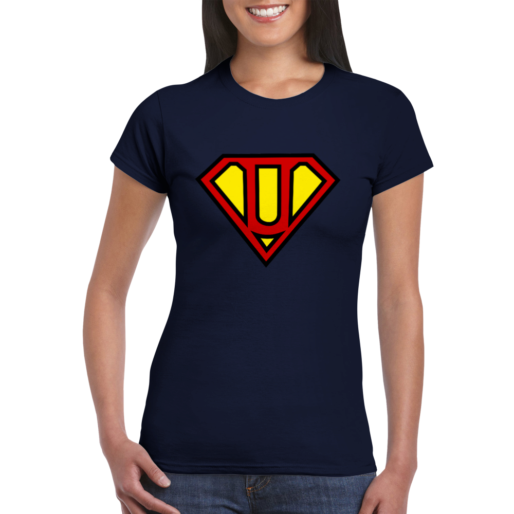 Super Style Font in Letter 'U' - Womens Crewneck T-shirt