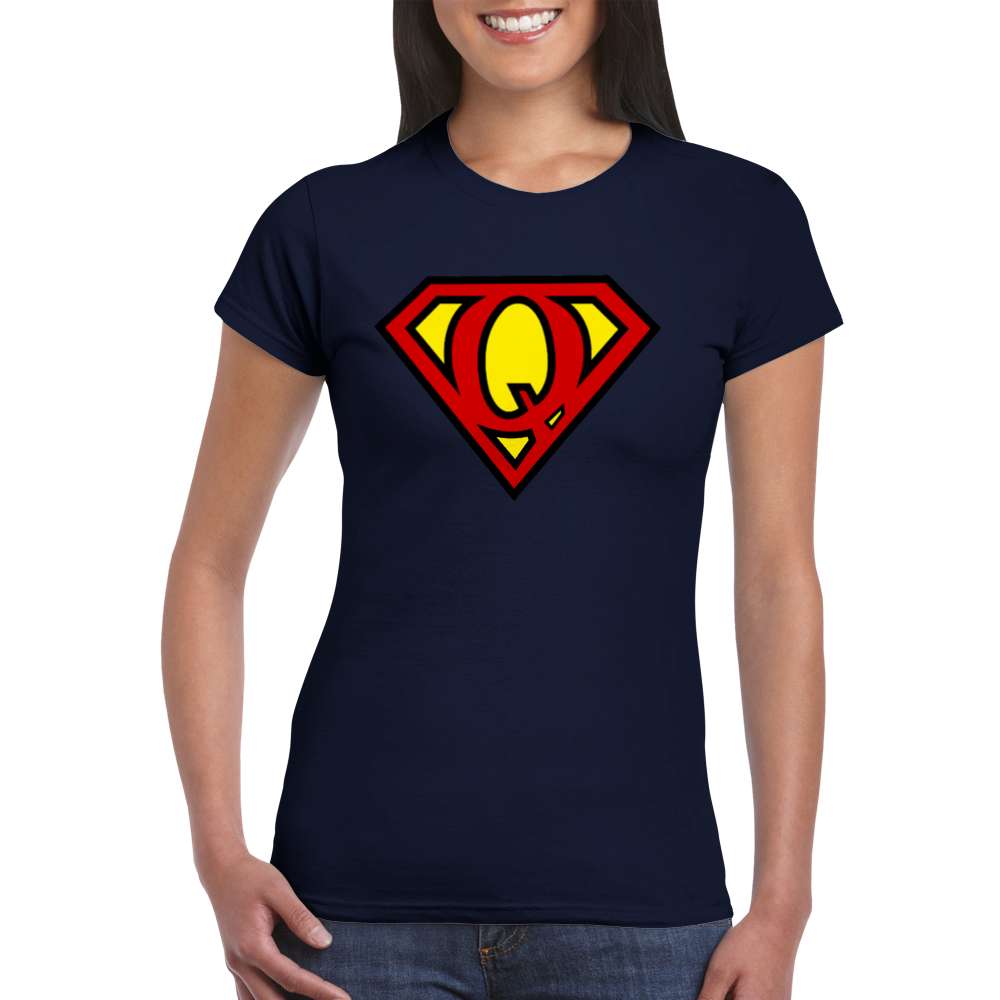 Super Style Font in Letter 'Q' - Womens Crewneck T-shirt