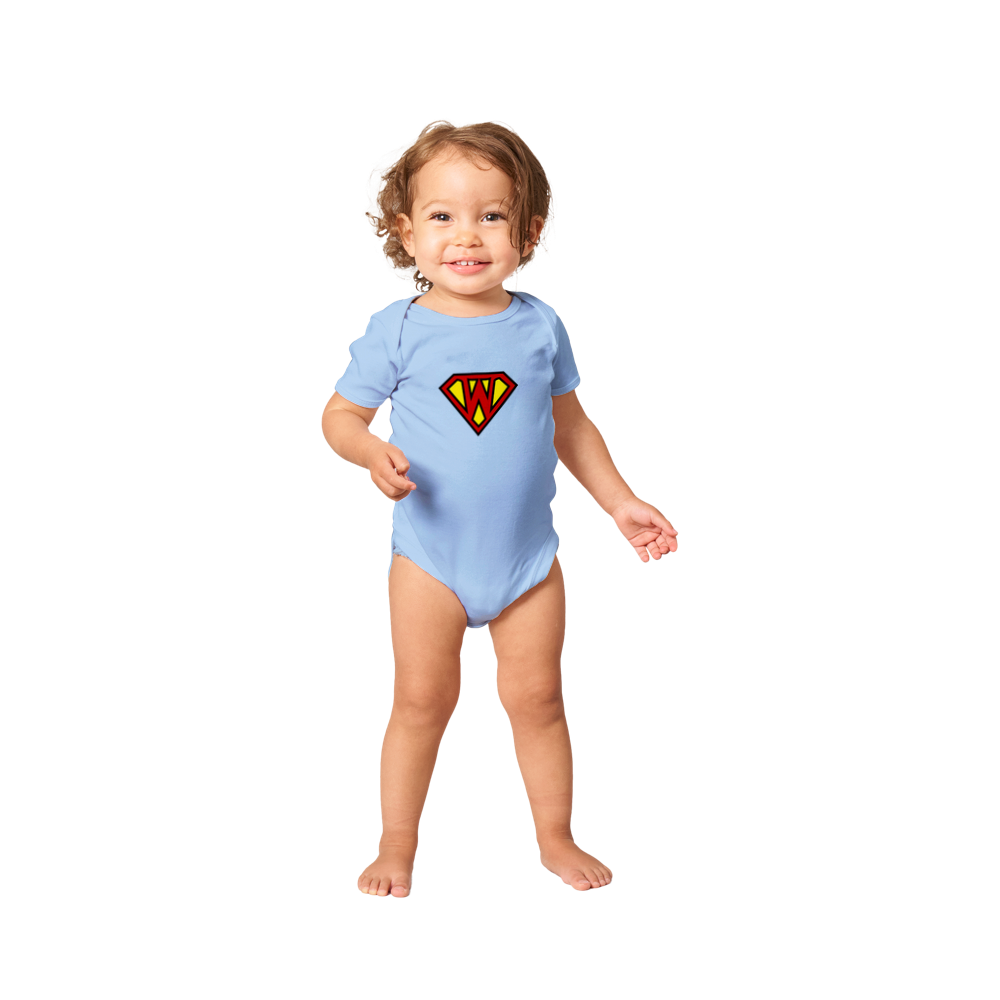 Super Style Font in Letter 'W' - Baby Short Sleeve Onesie