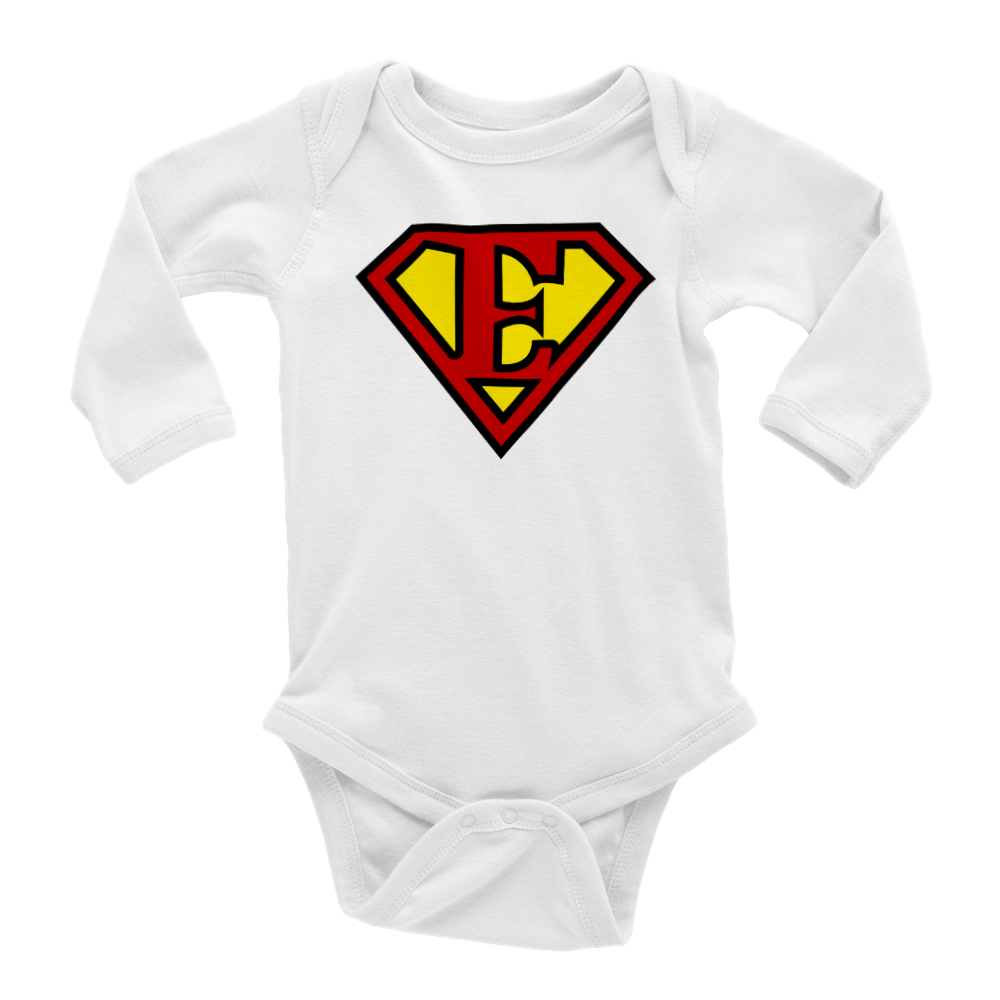 Super Style Font in Letter 'E' - Baby Long Sleeve Onesie