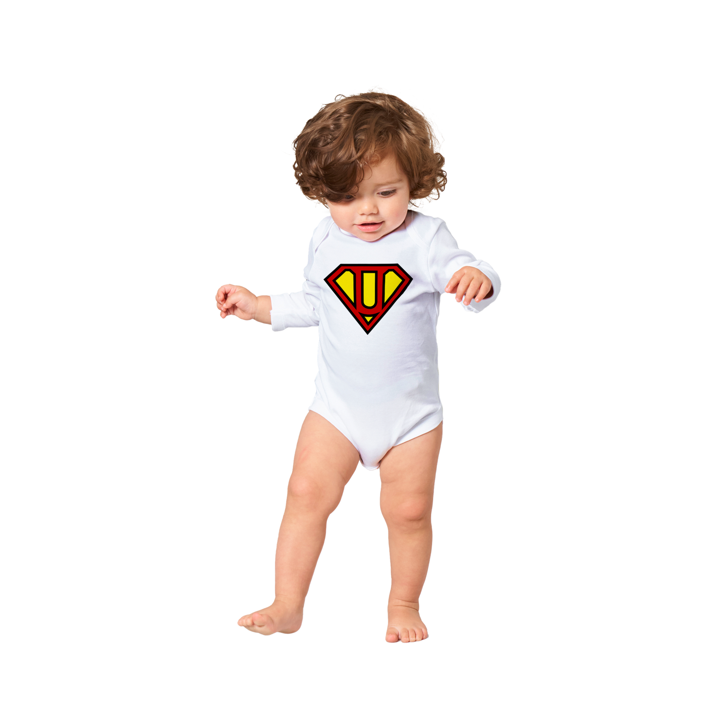 Super Style Font in Letter 'U' - Baby Long Sleeve Onesie