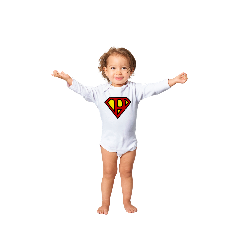 Super Style Font in Letter 'P' - Baby Long Sleeve Onesie