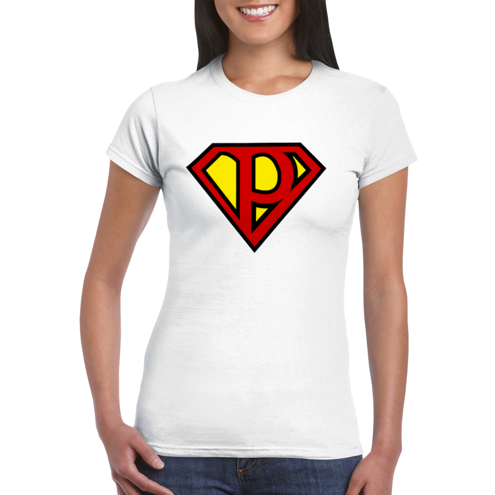 Super Style Font in Letter 'P' - Womens Crewneck T-shirt