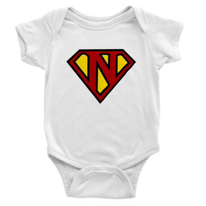 Super Style Font in Letter 'N' - Baby Short Sleeve Onesie