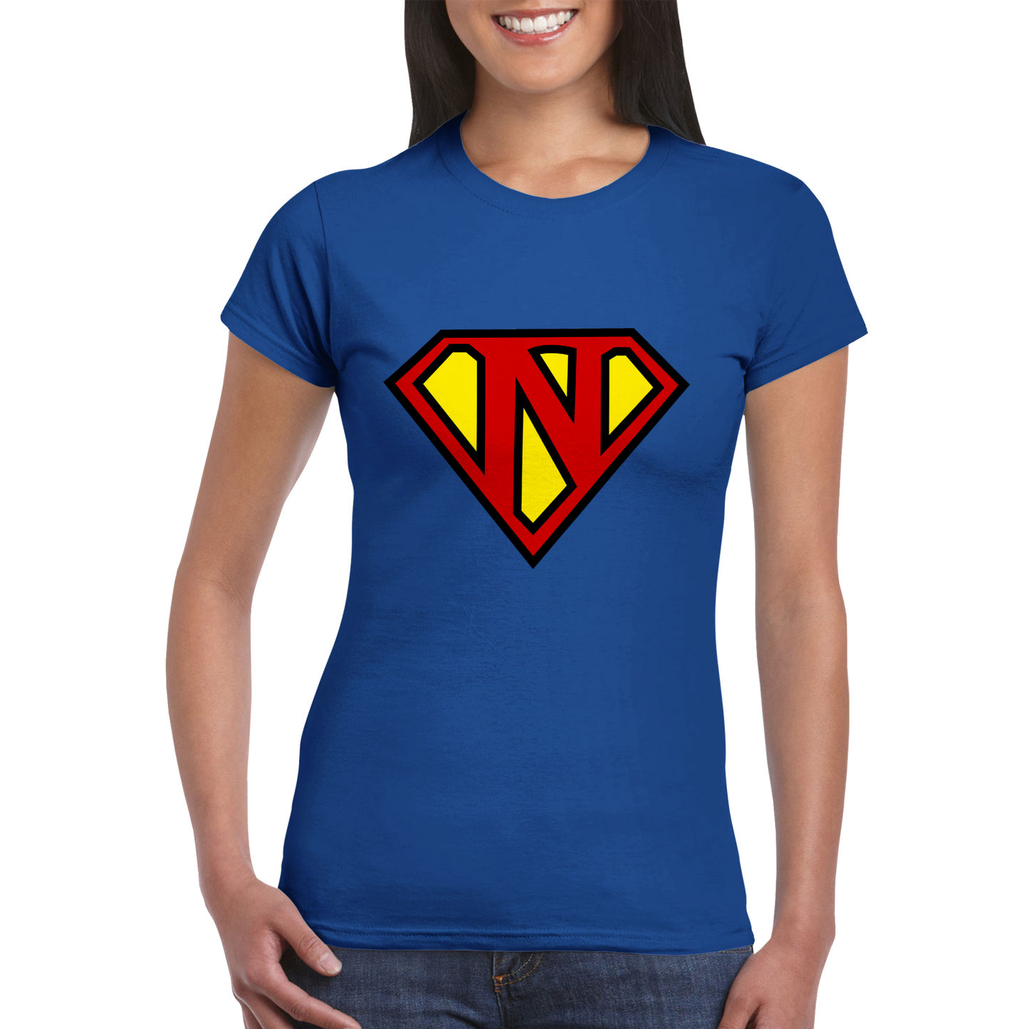 Super Style Font in Letter 'N' - Womens Crewneck T-shirt