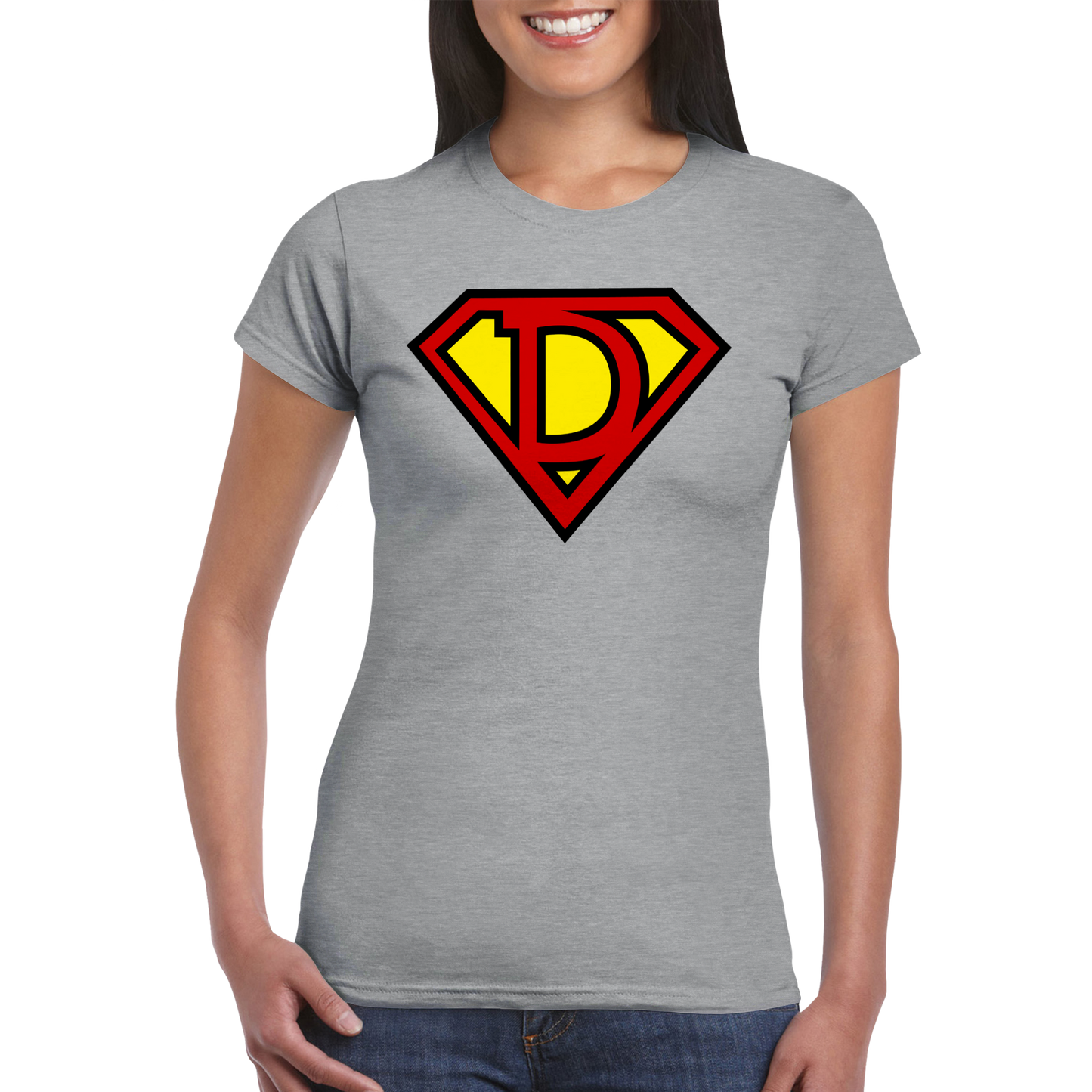 Super Style Font in Letter 'D' - Womens Crewneck T-shirt