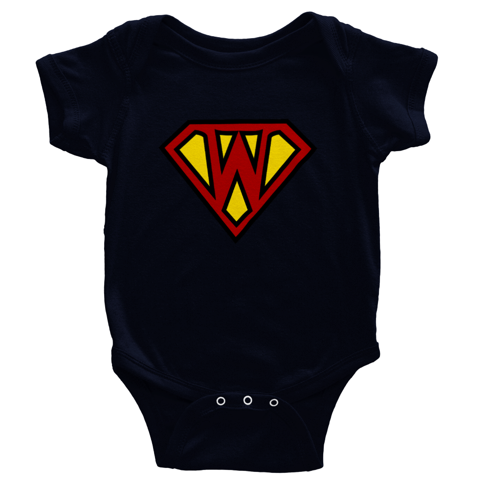 Super Style Font in Letter 'W' - Baby Short Sleeve Onesie