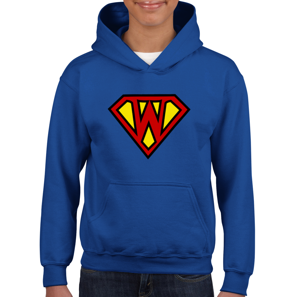 Super Style Font in Letter 'W' - Kids Unisex Pullover Hoodie