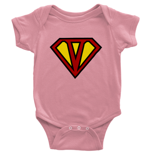 Super Style Font in Letter 'V' - Baby Short Sleeve Onesie