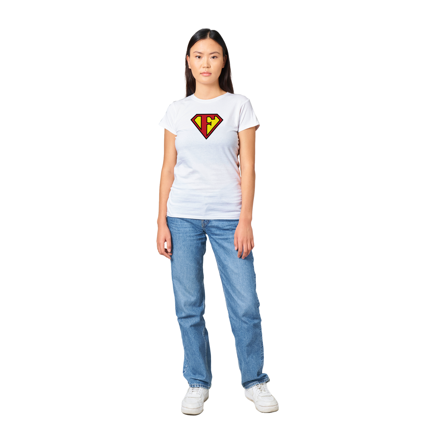 Super Style Font in Letter 'F' - Womens Crewneck T-shirt