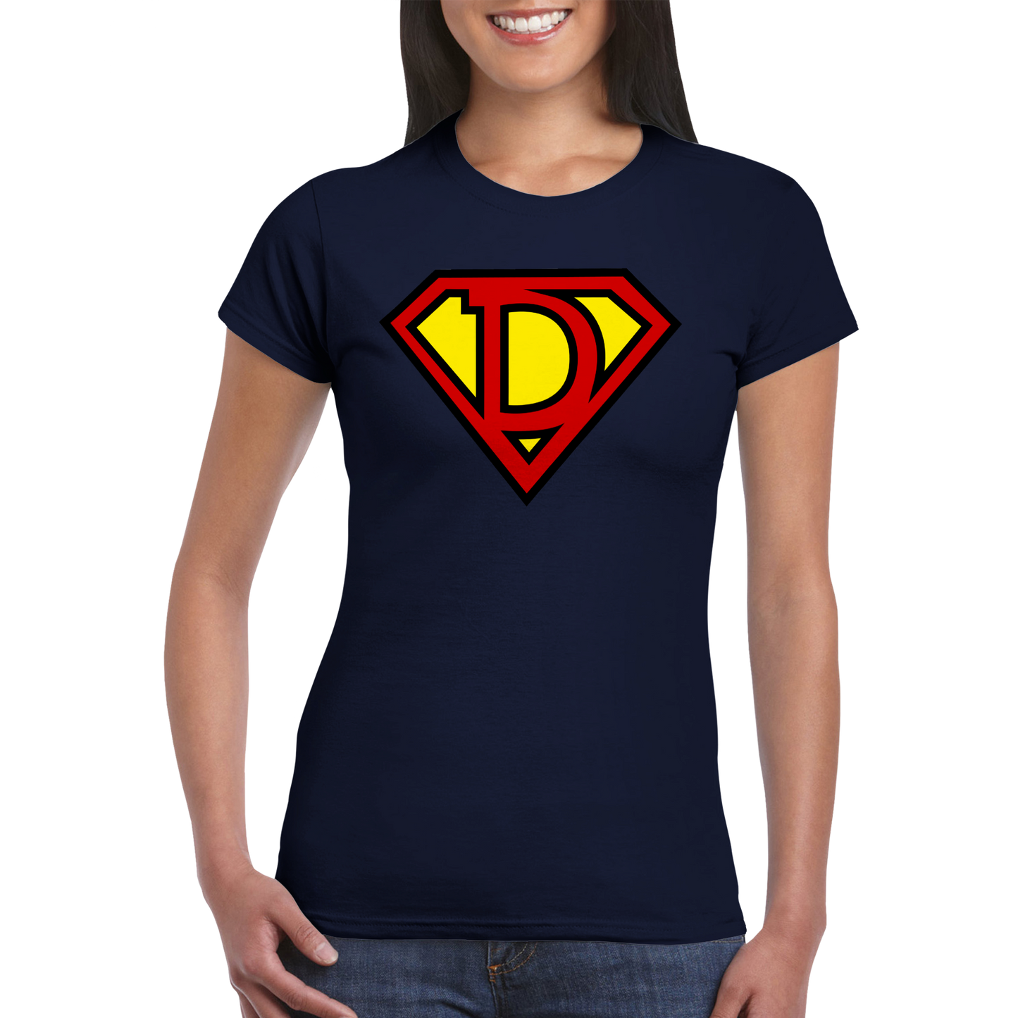 Super Style Font in Letter 'D' - Womens Crewneck T-shirt