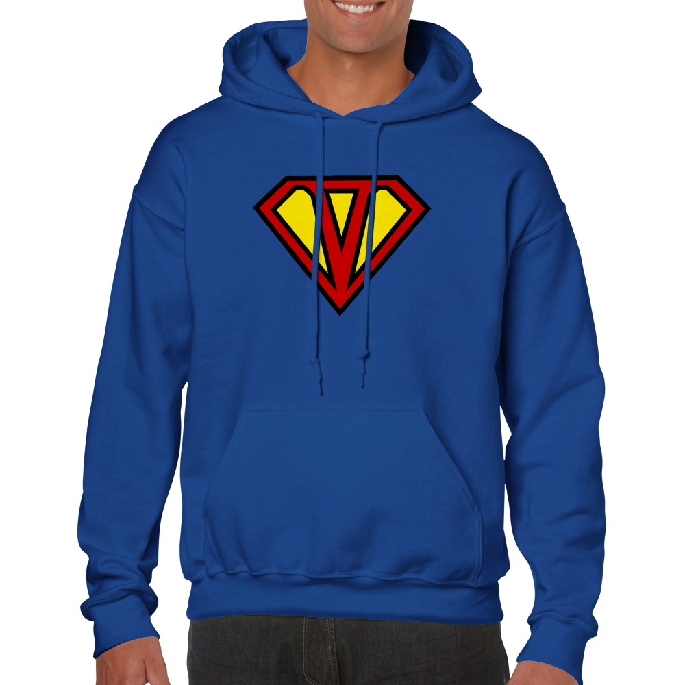 Super Style Font in Letter 'V' - Adults Unisex Pullover Hoodie