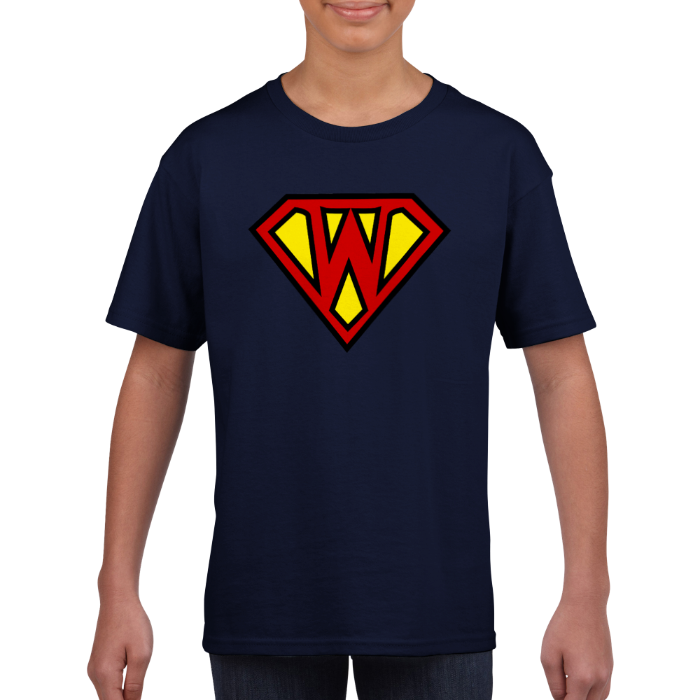 Super Style Font in Letter 'W' - Kids Unisex Crewneck T-shirt