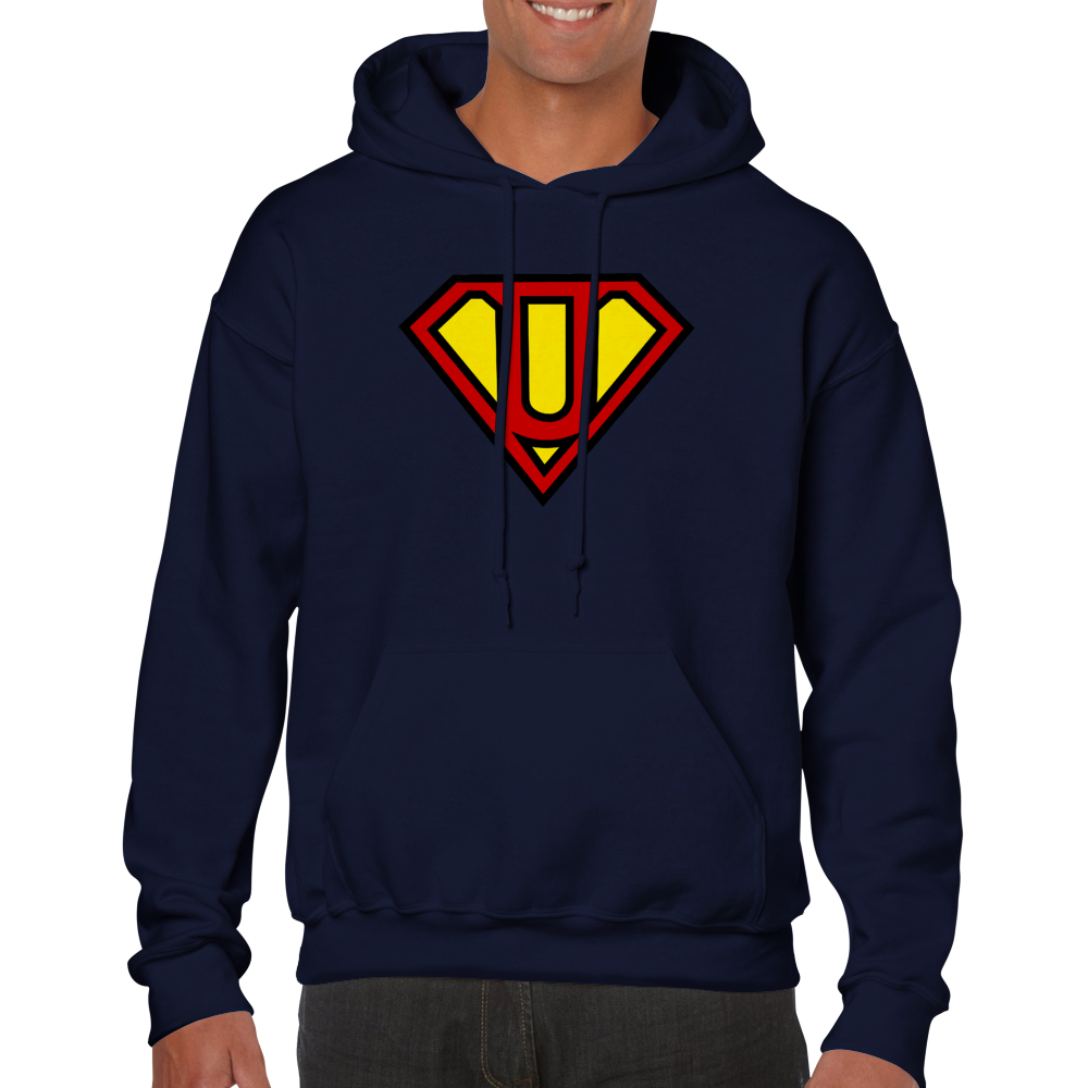 Super Style Font in Letter 'U' - Adults Unisex Pullover Hoodie