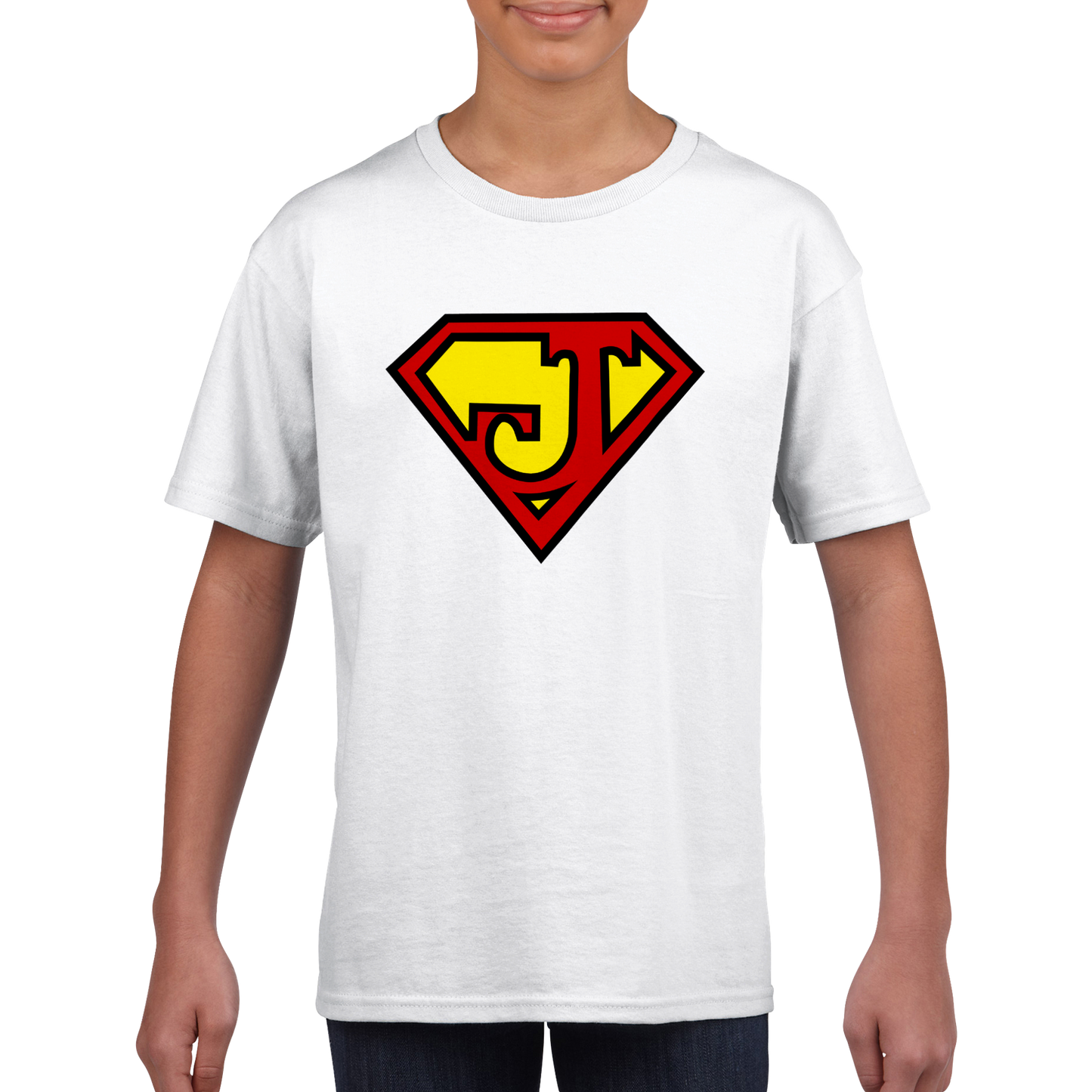 Super Style Font in Letter 'J' - Kids Unisex Crewneck T-shirt