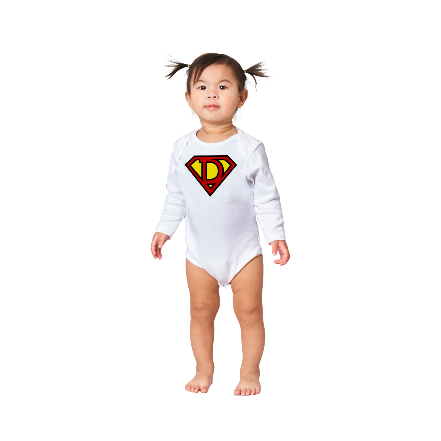 Super Style Font in Letter 'D' - Baby Long Sleeve Onesie