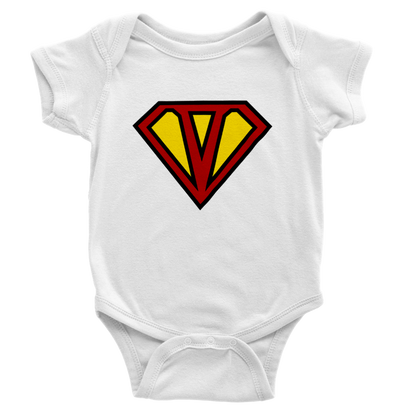 Super Style Font in Letter 'V' - Baby Short Sleeve Onesie