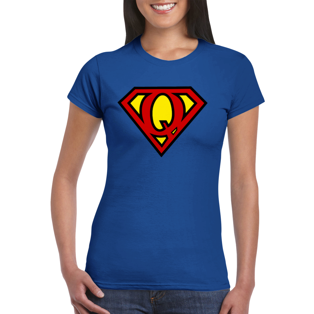 Super Style Font in Letter 'Q' - Womens Crewneck T-shirt