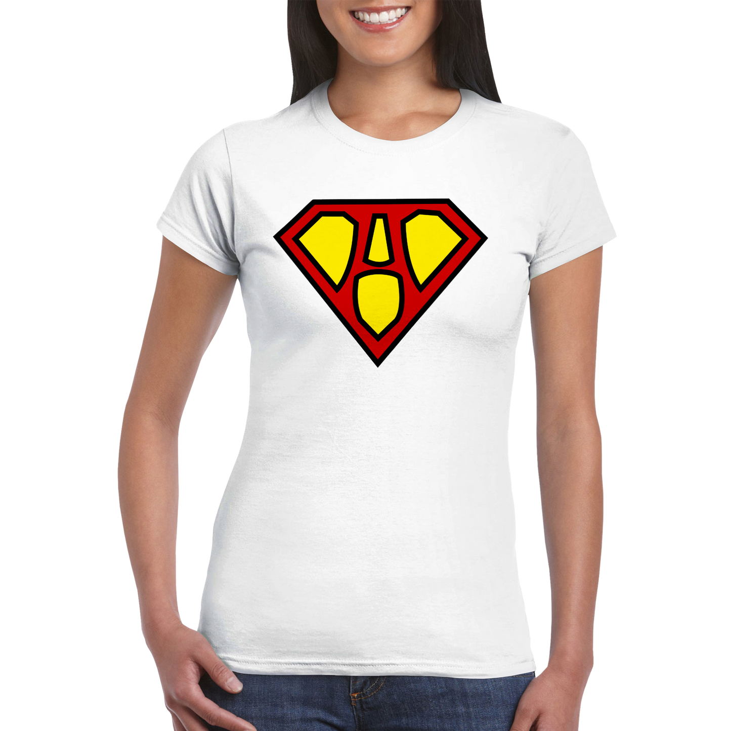 Super Style Font in Letter 'A' - Womens Crewneck T-shirt