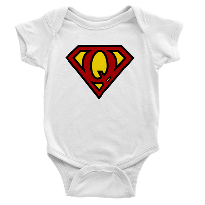 Super Style Font in Letter 'Q' - Baby Short Sleeve Onesie