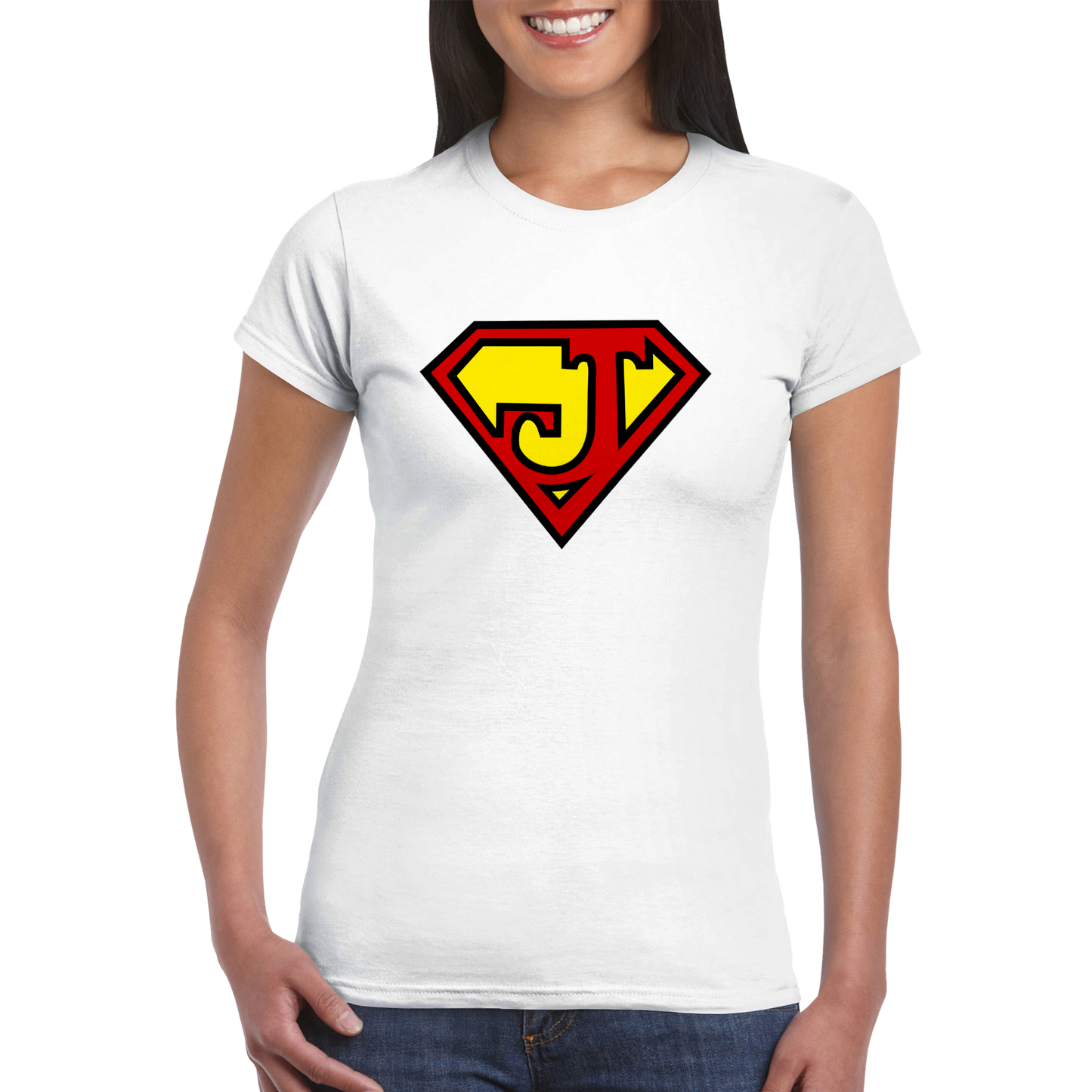 Super Style Font in Letter 'J' - Womens Crewneck T-shirt