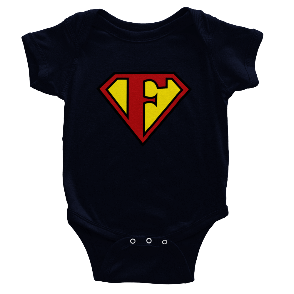 Super Style Font in Letter 'F' - Baby Short Sleeve Onesie