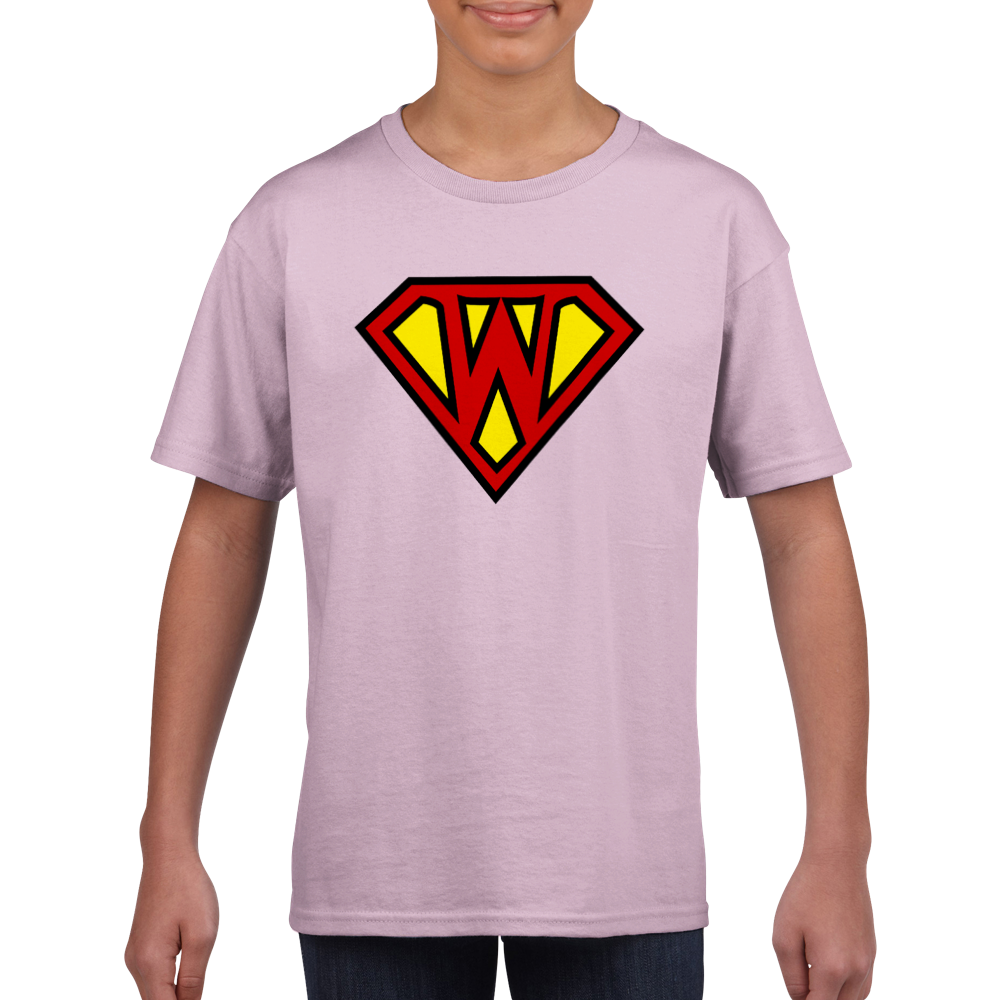 Super Style Font in Letter 'W' - Kids Unisex Crewneck T-shirt