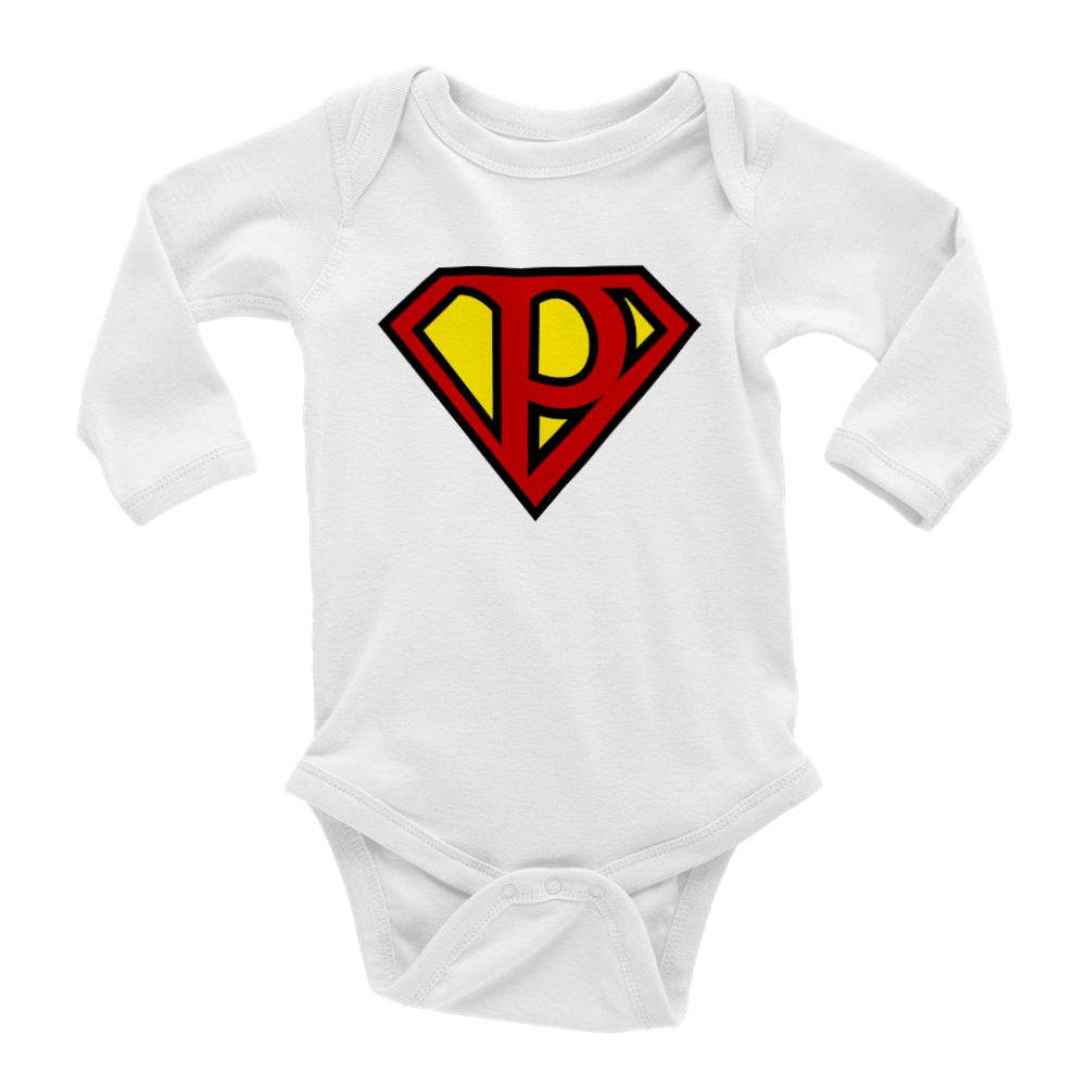 Super Style Font in Letter 'P' - Baby Long Sleeve Onesie