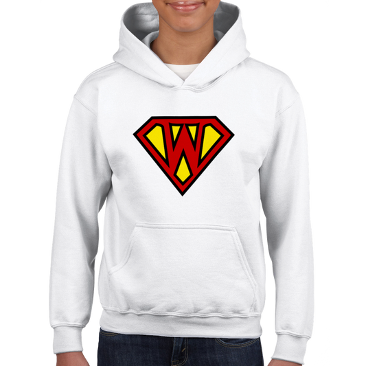 Super Style Font in Letter 'W' - Kids Unisex Pullover Hoodie